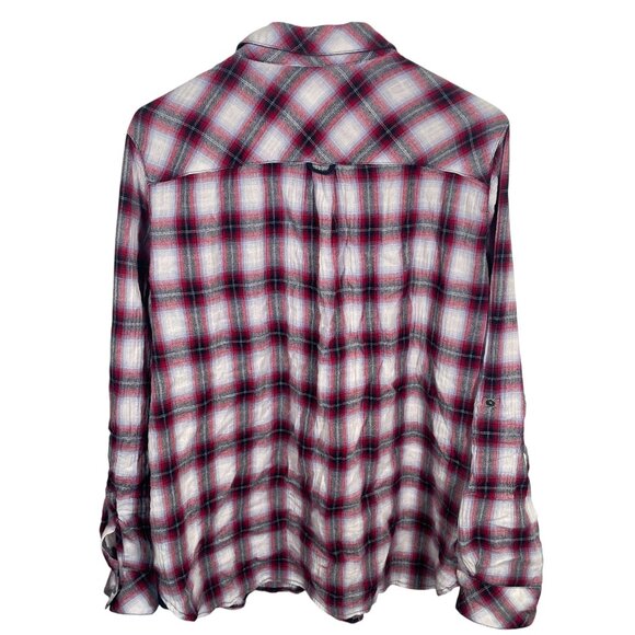 KUT from the Kloth Boylen Western Shirt Women 2XL Plaid Flap Pocket Snap Up - Picture 7 of 7